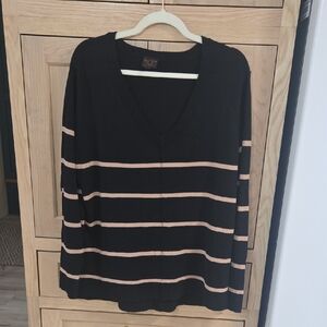 Black and Tan Striped Women's Sweater